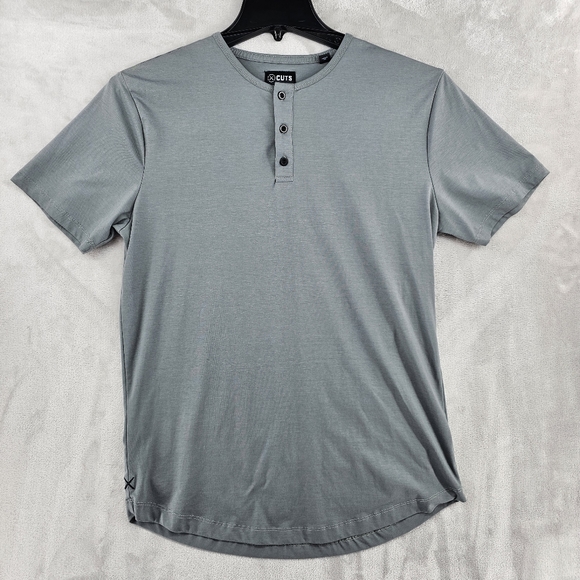 Cuts Clothing Other - Cuts Clothing Mens Curve-hem Henley Short Sleeve Gray Mens Medium